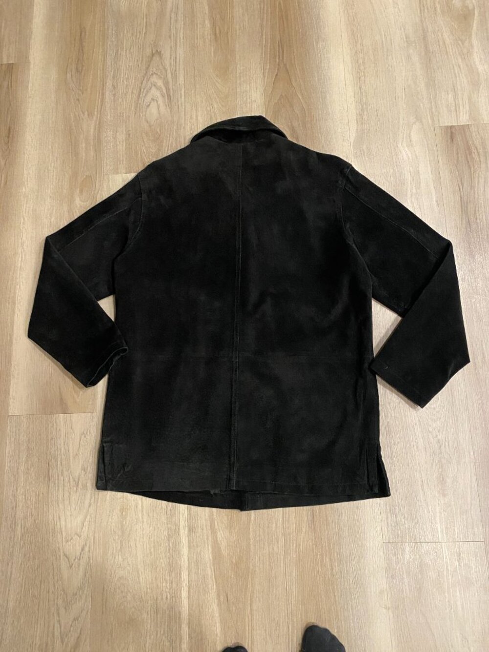 Vintage 90s Black Suede Leather Oversized Jacket Size XS | Fits S-M - Picture 7 of 9
